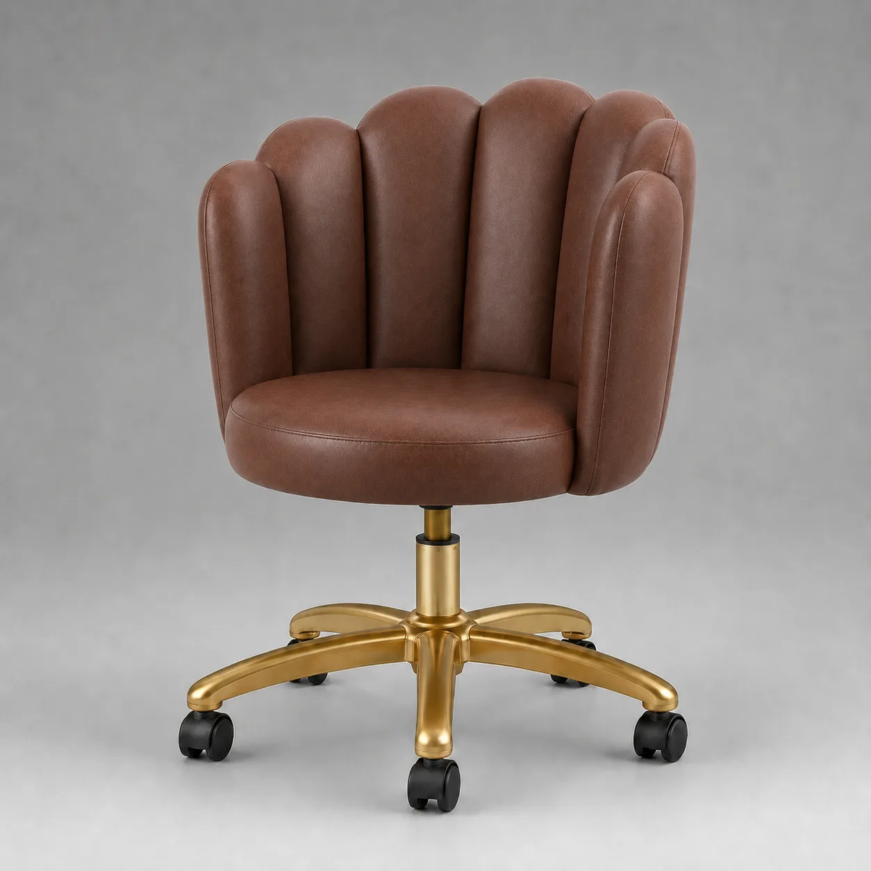 Sillón de Manicure/Descanso Marrón Concha con Base Dorada
