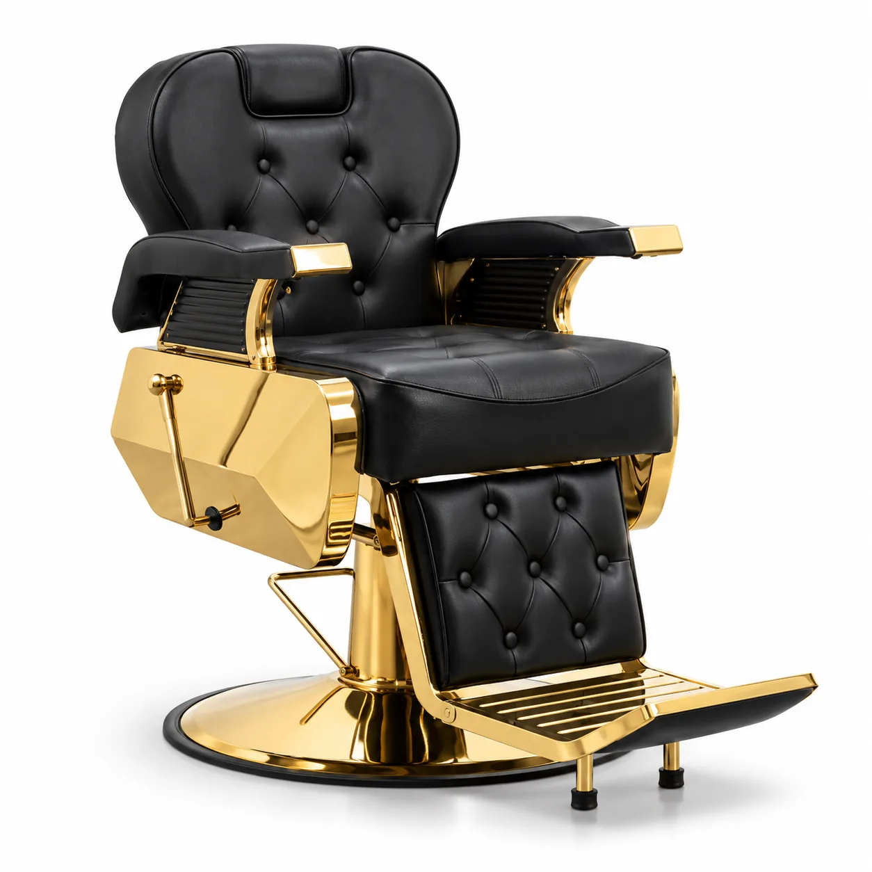 Sillón Barbero Negro Dorado Reclinable Hidráulico Zafi