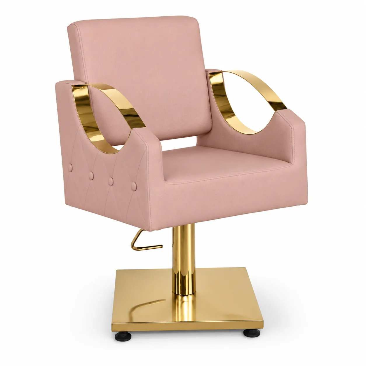 Silla de Corte Rosa Hidráulica Detalles Dorados Noa