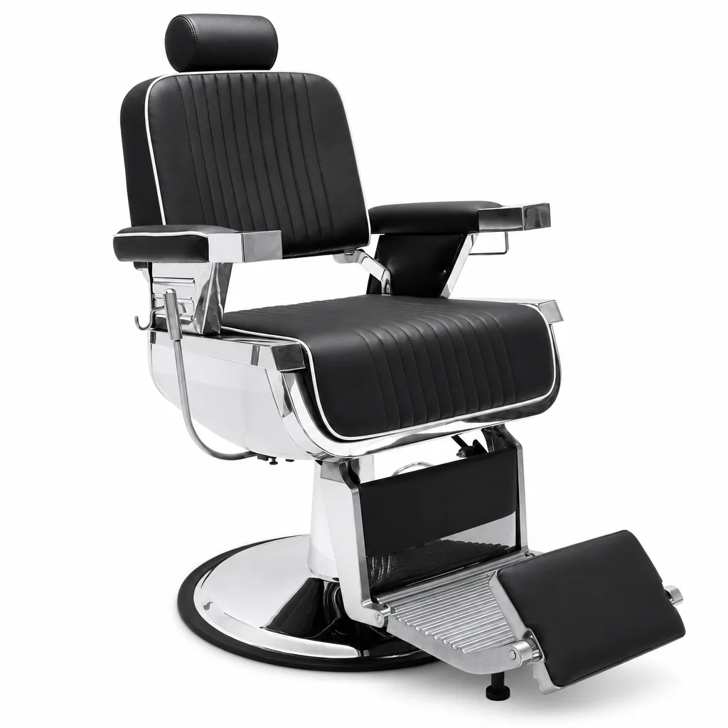 Sillon de Barbero Reclinable con Tapiceria negra