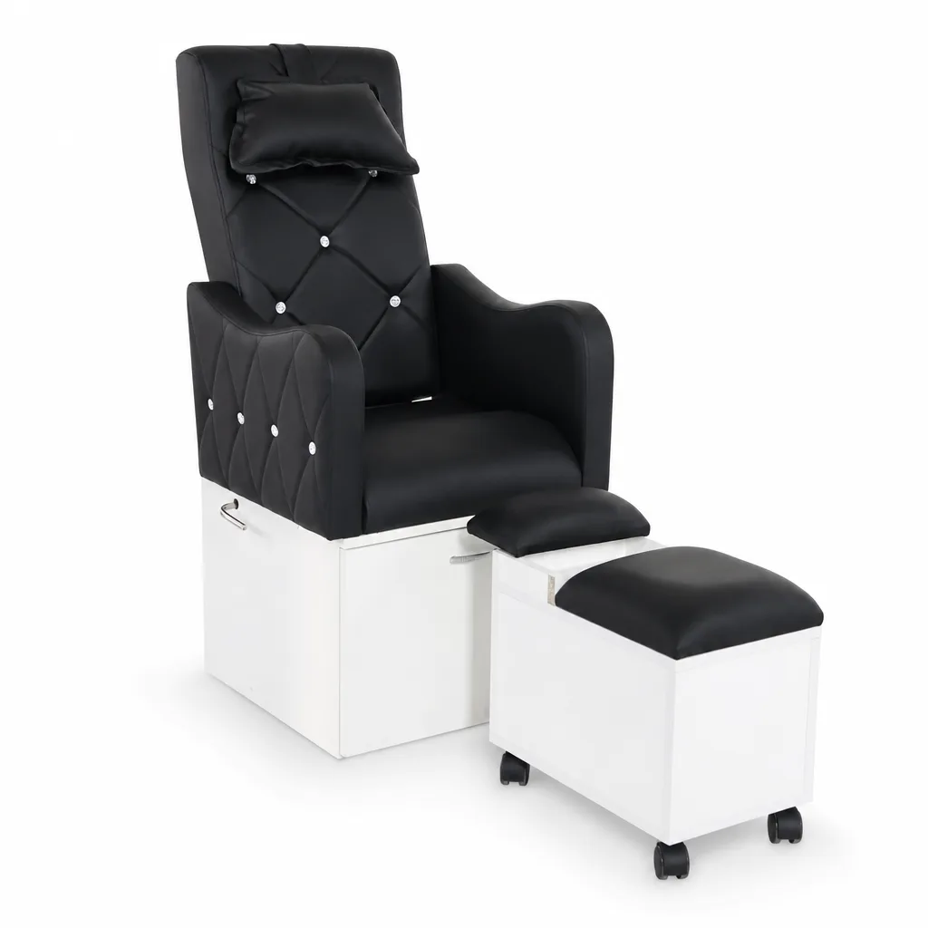 Juego Sillón de Pedicure Confort & Estilo Velora (Negro con base Blanco)