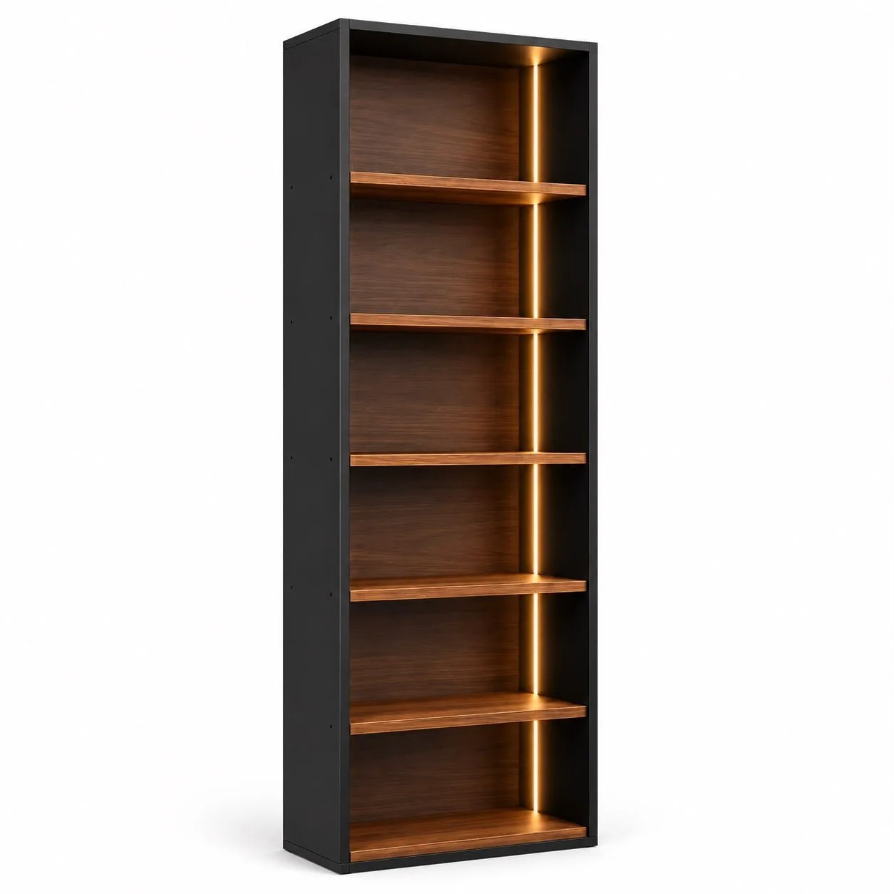 Estante Exhibidor Negro y Madera con Luz LED Nuvo
