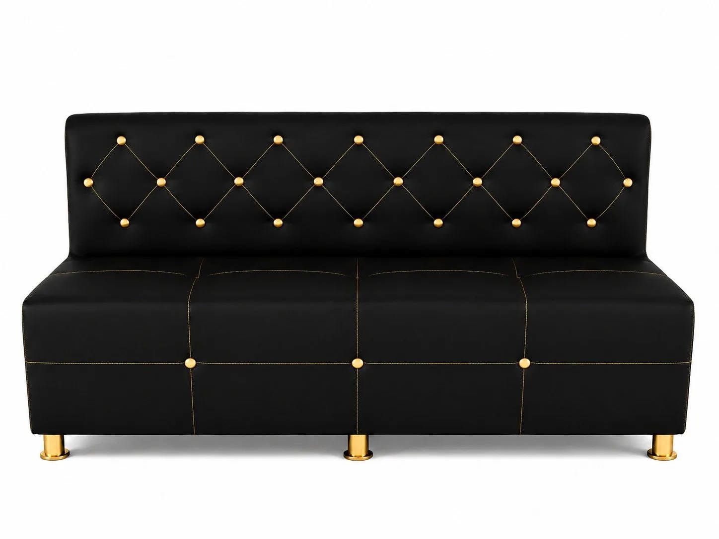 Sillón de Espera 2 Cuerpos Negro con Botones Dorados