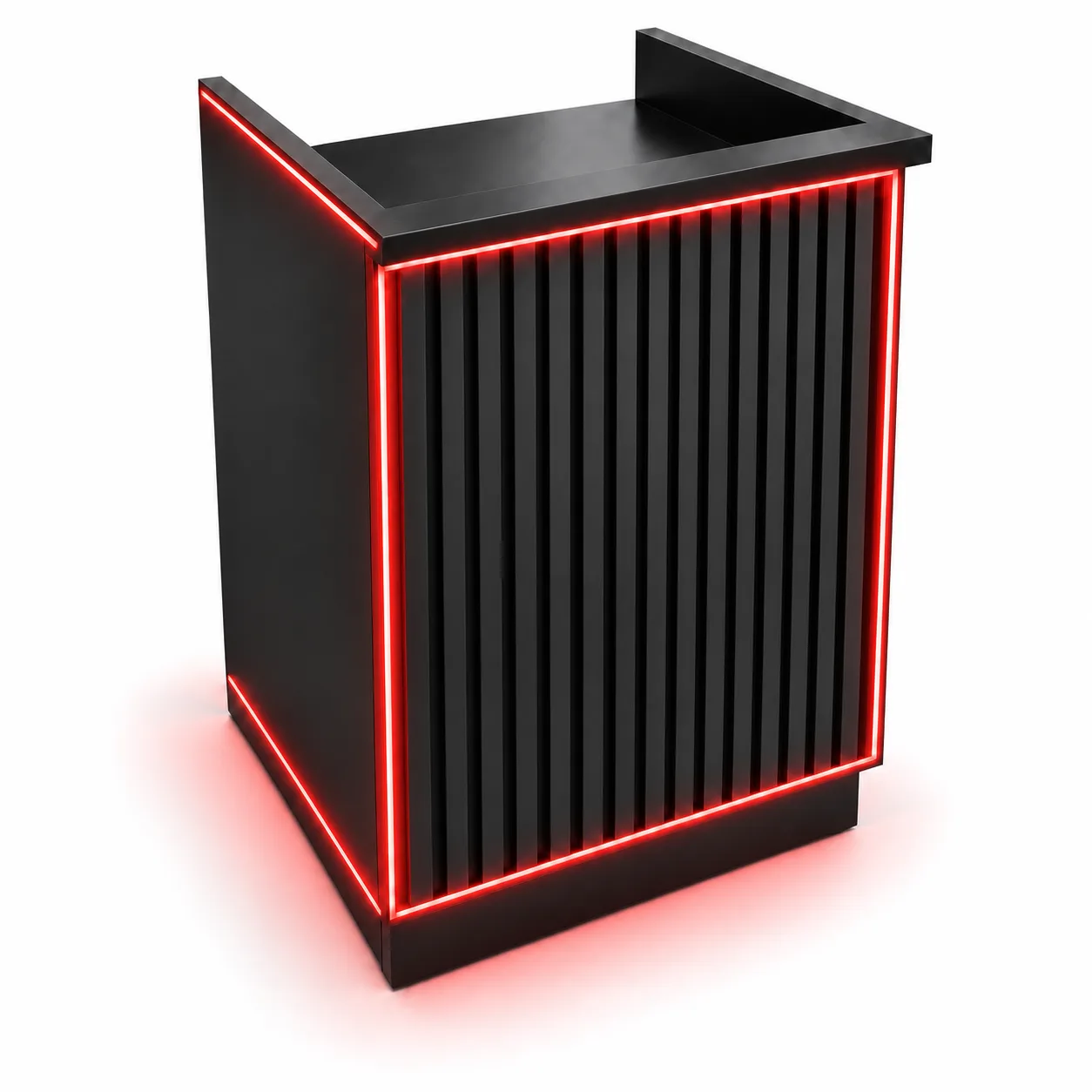Mostrador Recepción Negro Listonado con Luz LED Roja Nyx