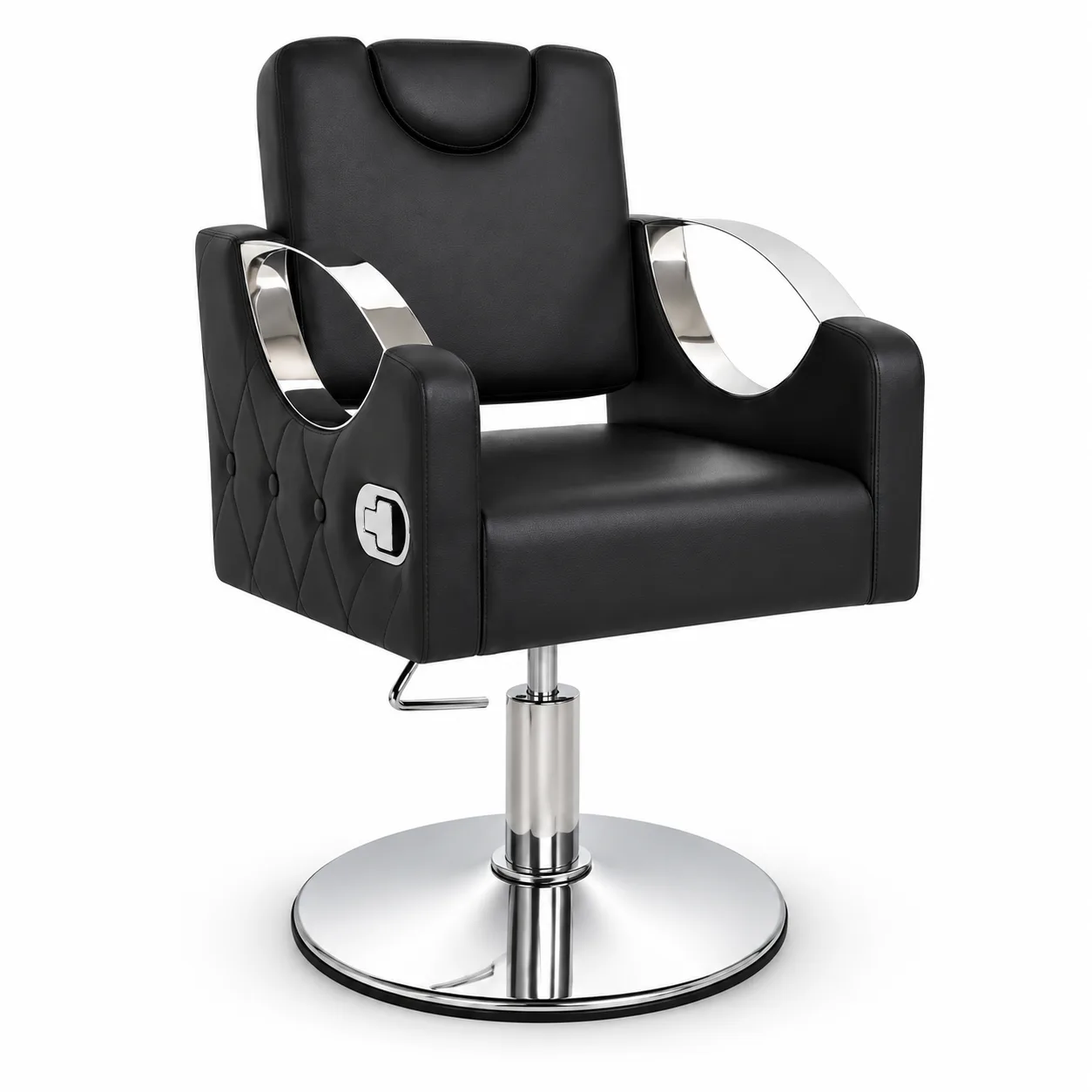 Sillón Barbero Negro Neumático Apoyabrazos Cromados Nerva