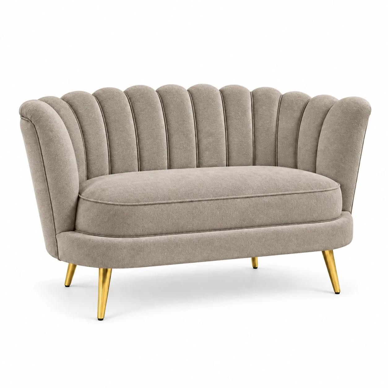 Sofá de Espera Art Déco Champagne Base Dorada