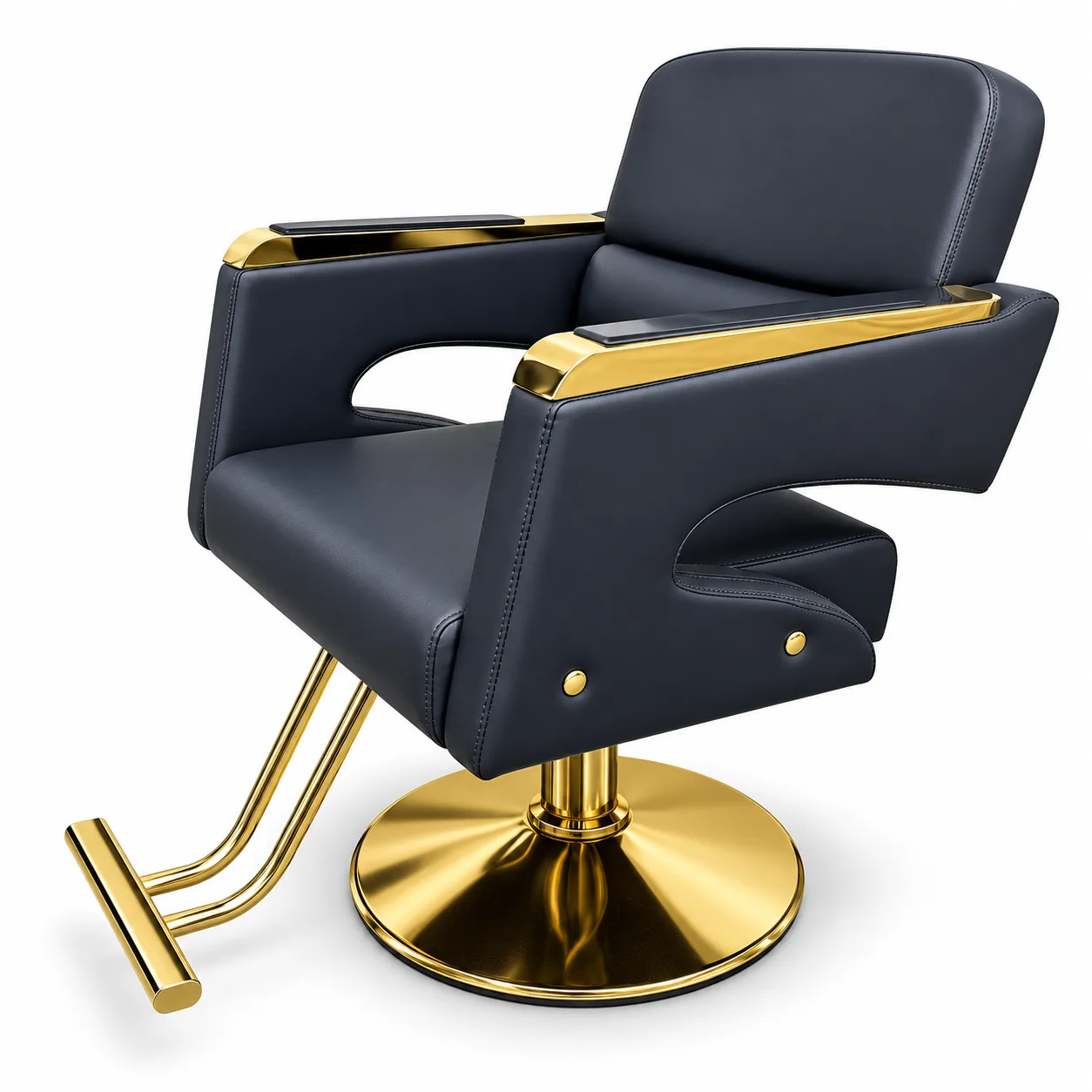 Sillón Barbero Negro Dorado Hidráulico con Reposapiés Nael
