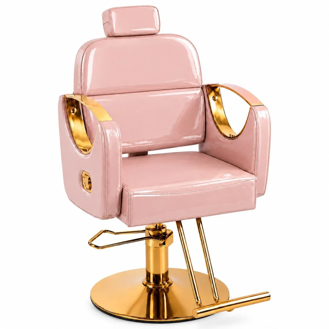 Sillón de Peluquería Premium Gold Rosado con Reposacabezas