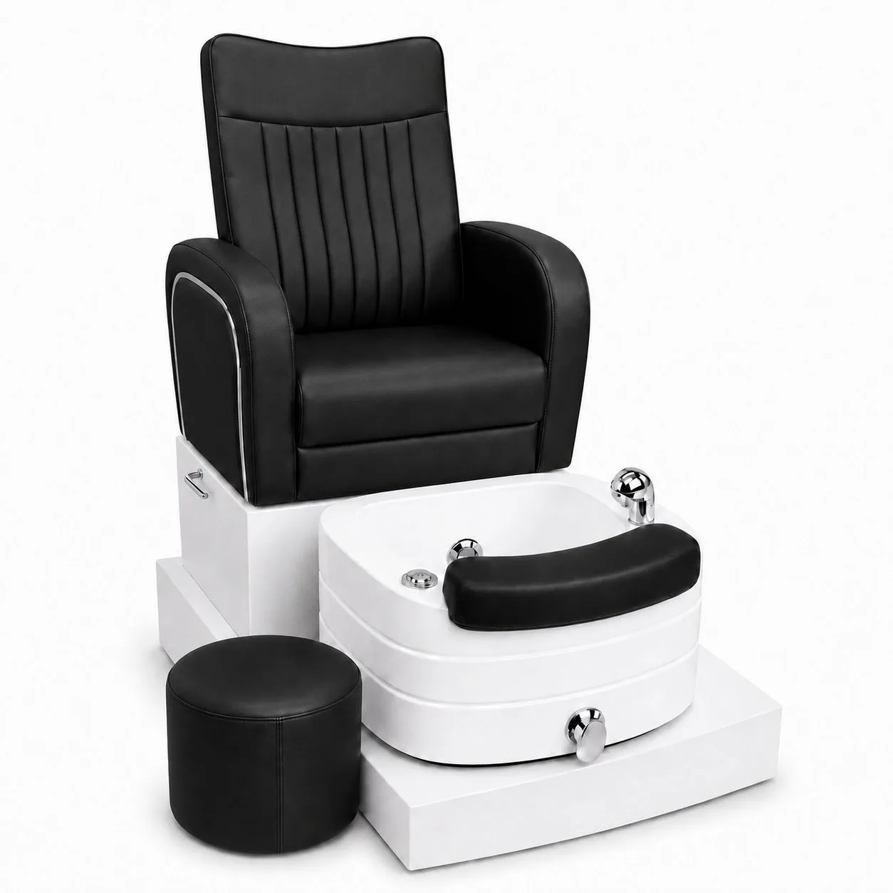 Sillón de Pedicure Spa Elegance — Tina Blanca y Pouf a Juego