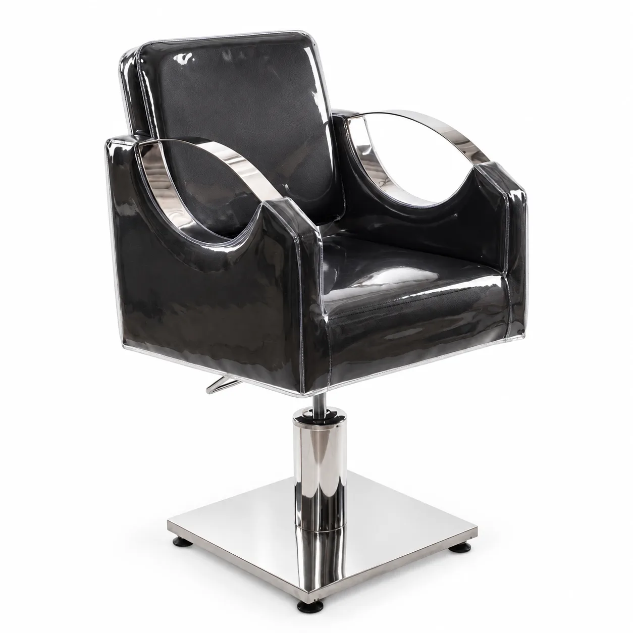 Silla de Corte Negro Charol Hidráulico Base Cuadrada Neva