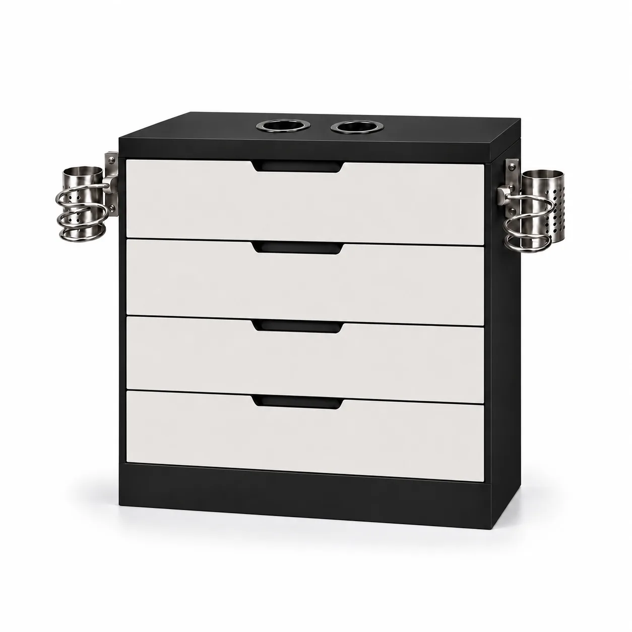 Mueble Auxiliar Barbero 4 Cajones Blanco y Negro Nael