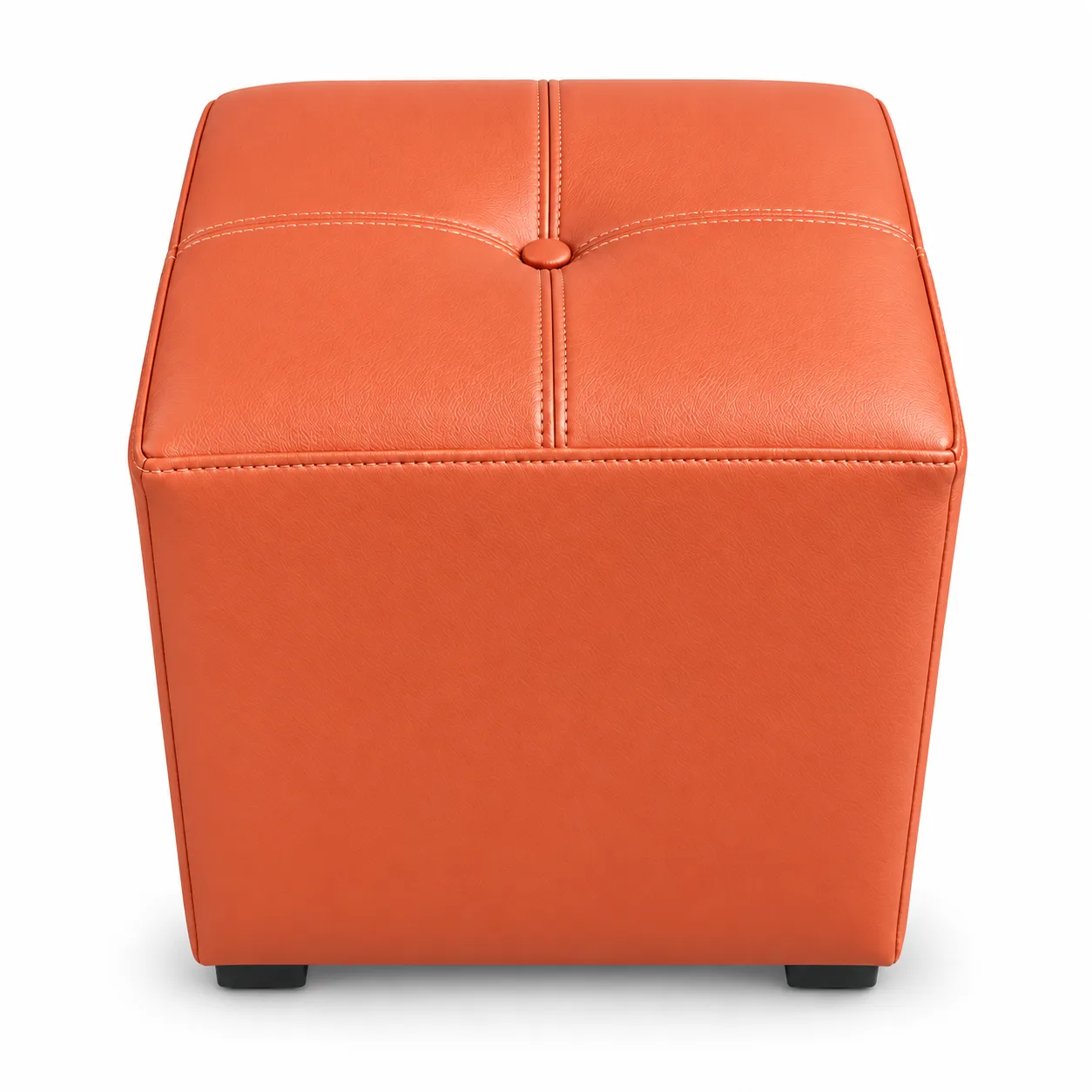 Banqueta Cubo Coral Tapizada con Botón Nael