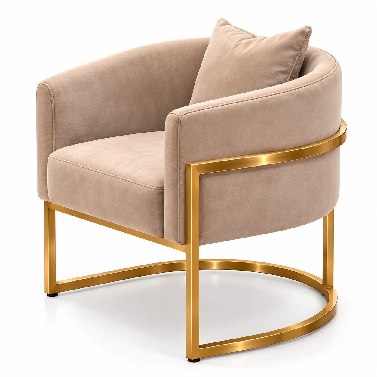 Sillón de Espera Beige Velvet con Base Dorada Noa