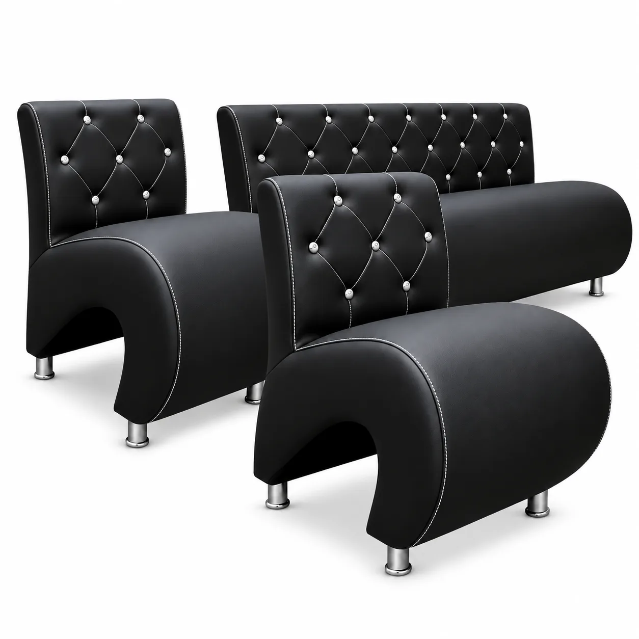 Juego de Espera Black Diamond Negro – Botón Plateado
