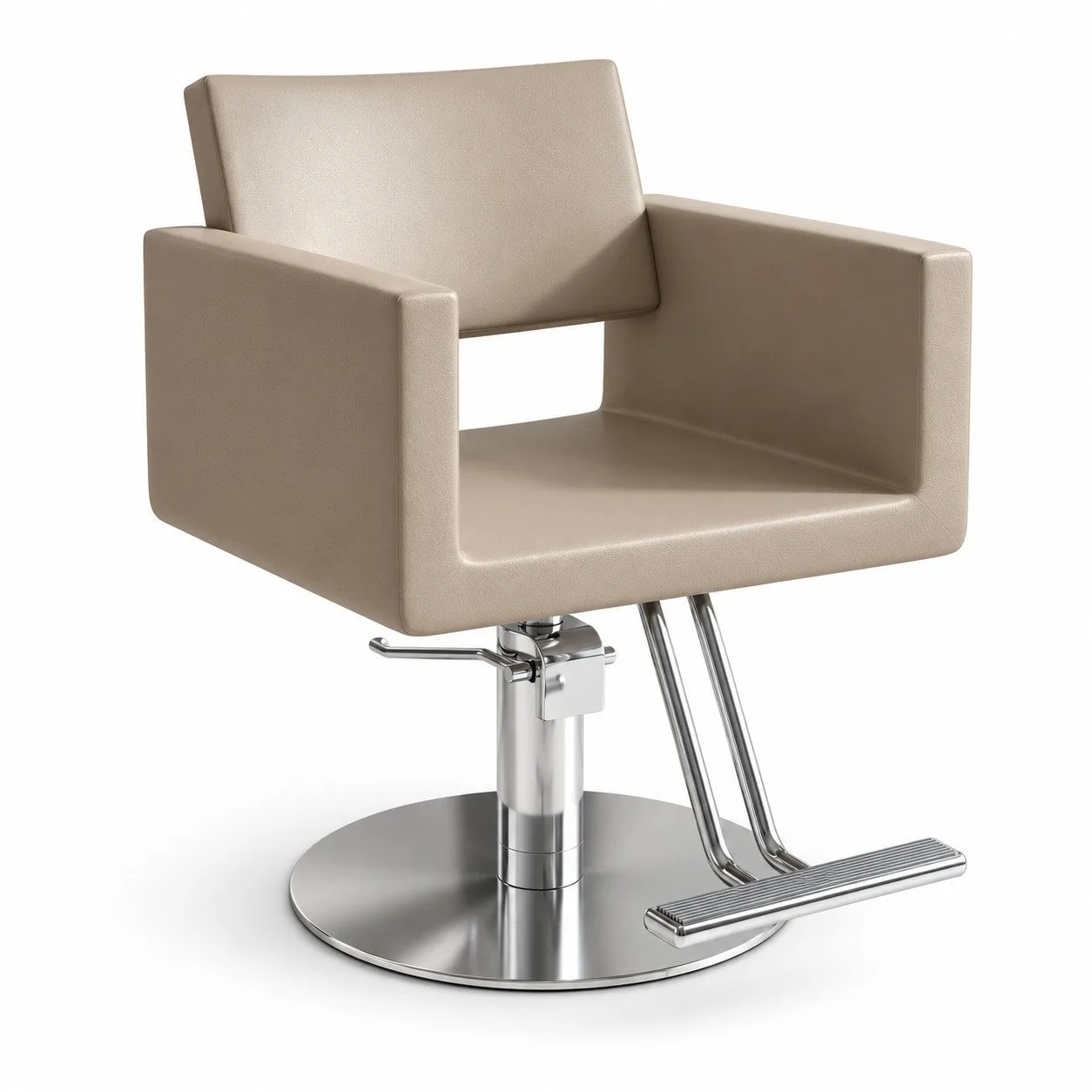 Silla de Corte Hidráulica Beige Base Cromada Nael