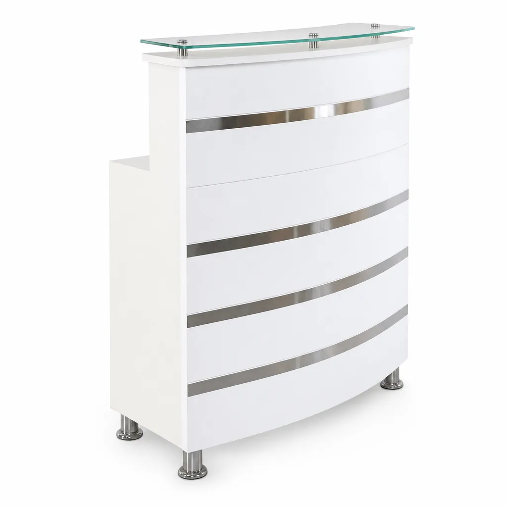 Counter Recepción Elegante Arelio (Blanco/Plateado)
