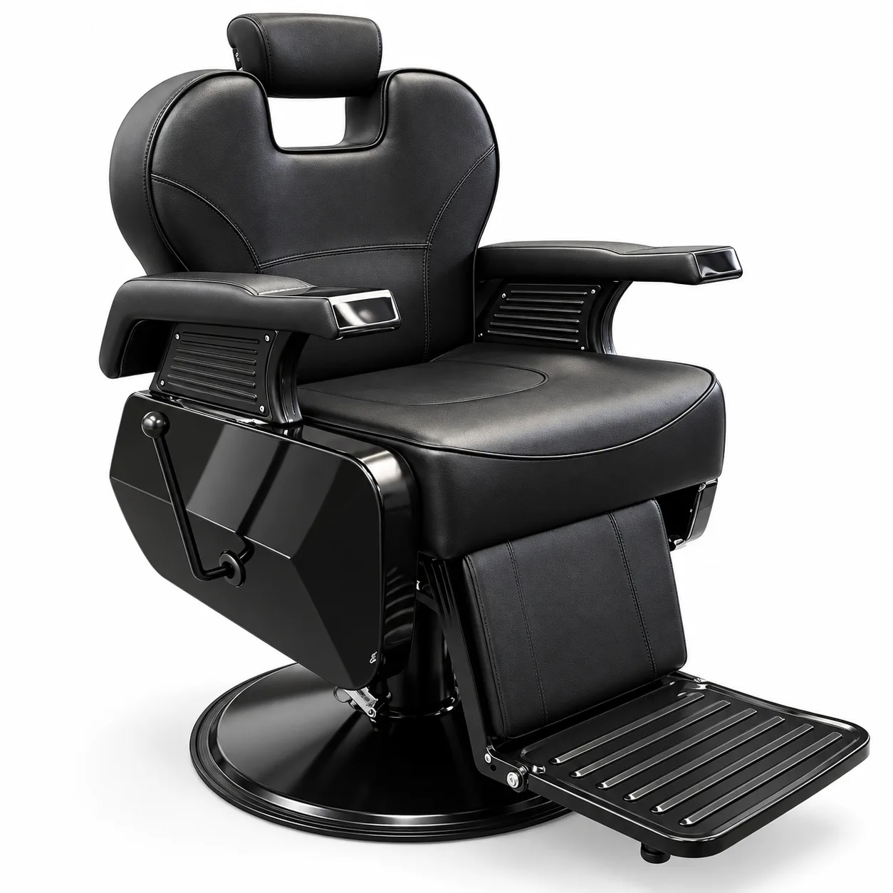 Sillón Barbero Negro Reclinable con Reposapiés Nael