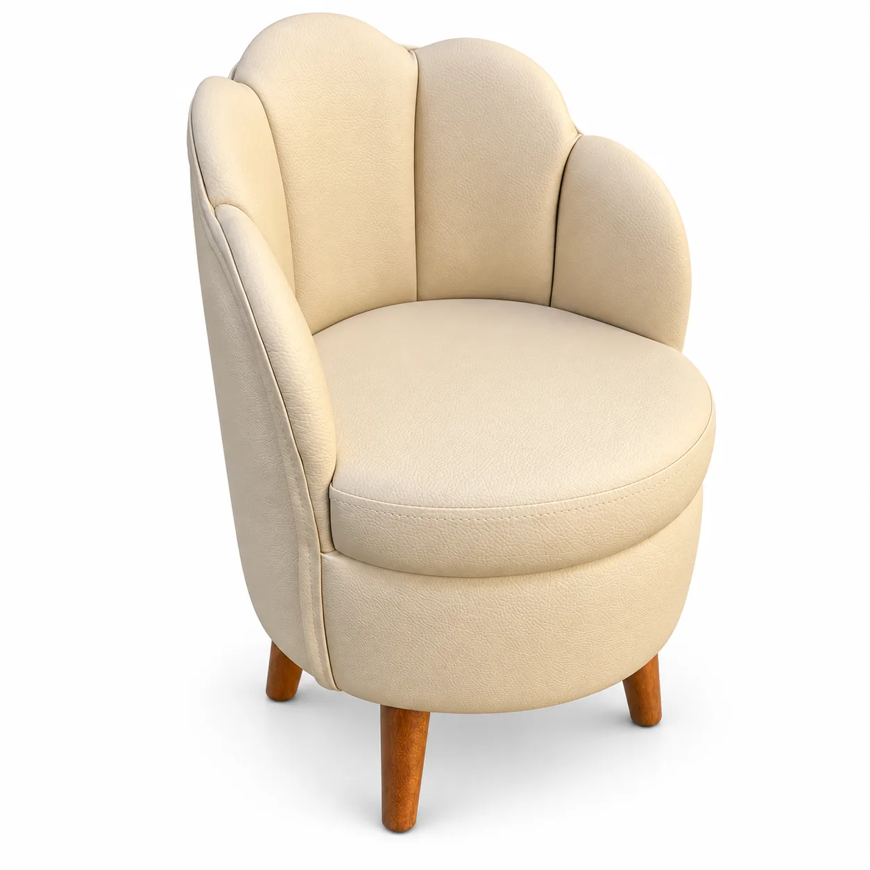 Sillón de Espera Pétalo Beige Patas de Madera Nuri