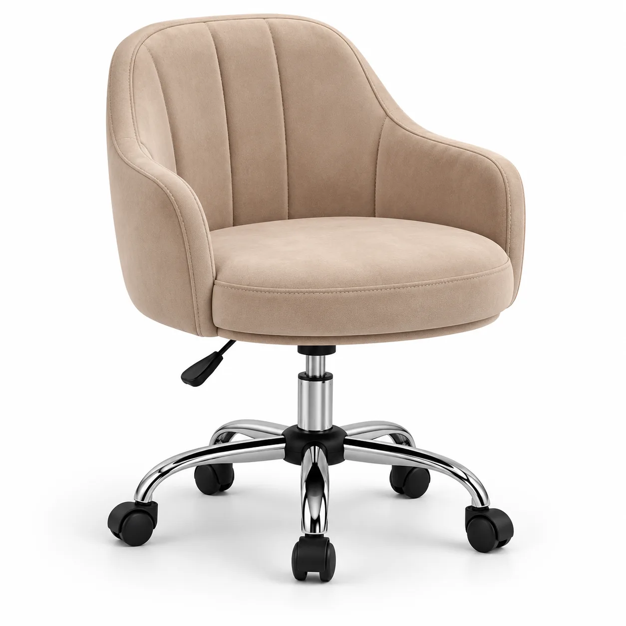Silla Técnica Giratoria Beige Terciopelo con Ruedas Nevi