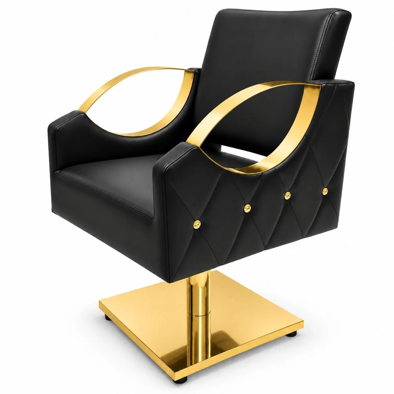 Silla de Corte Negra Capitoné con Detalles Dorados Zael