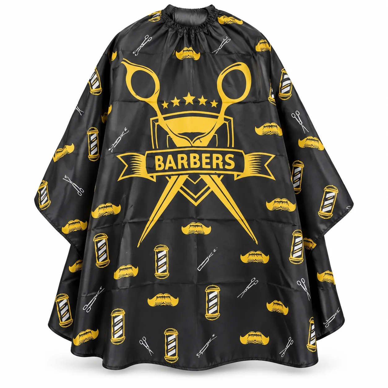 Capa de Corte Barbero Negra Impermeable Estampada Vhal
