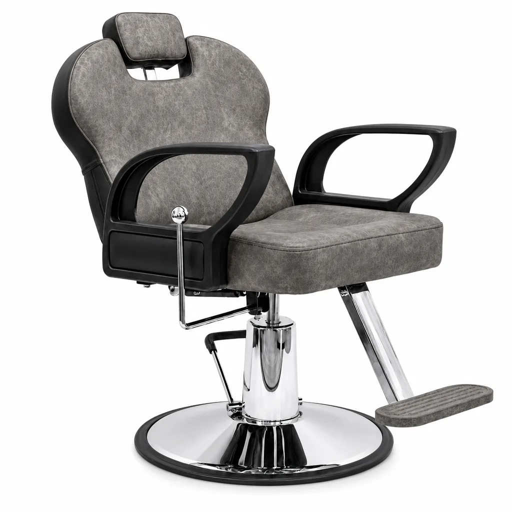 Sillón Barbero Jaspeado Gris Estilo Moderno